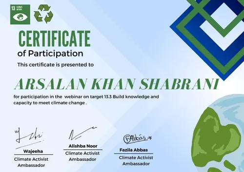 SDG 13 Climate Action Certificate