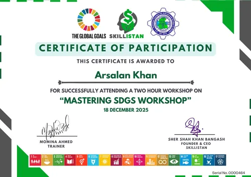 Mastering SDGs Workshop Certificate 2025
